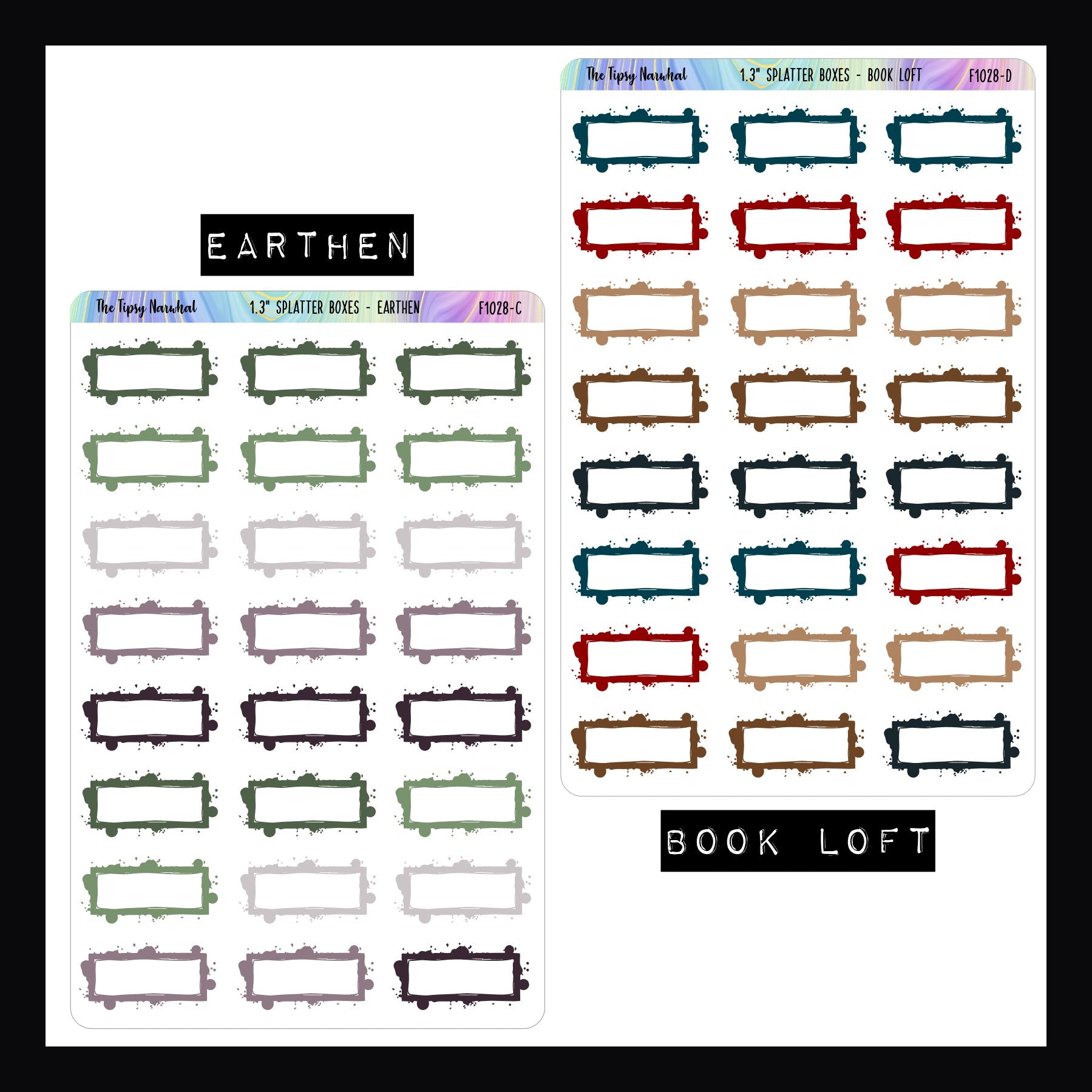1.3 Inch Splatter Boxes - Functional Stickers