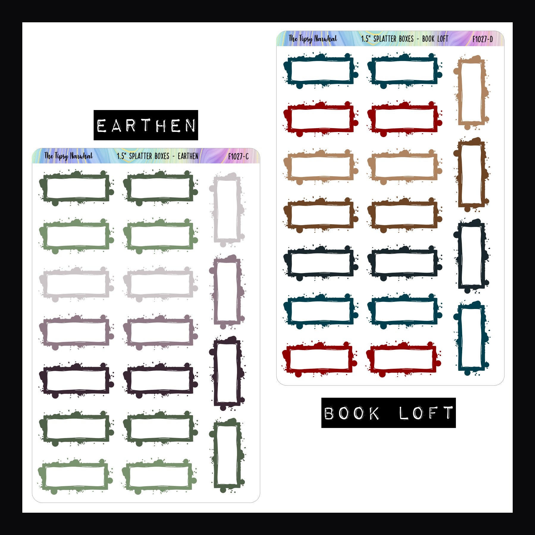 1.5 Inch Splatter Boxes - Functional Stickers