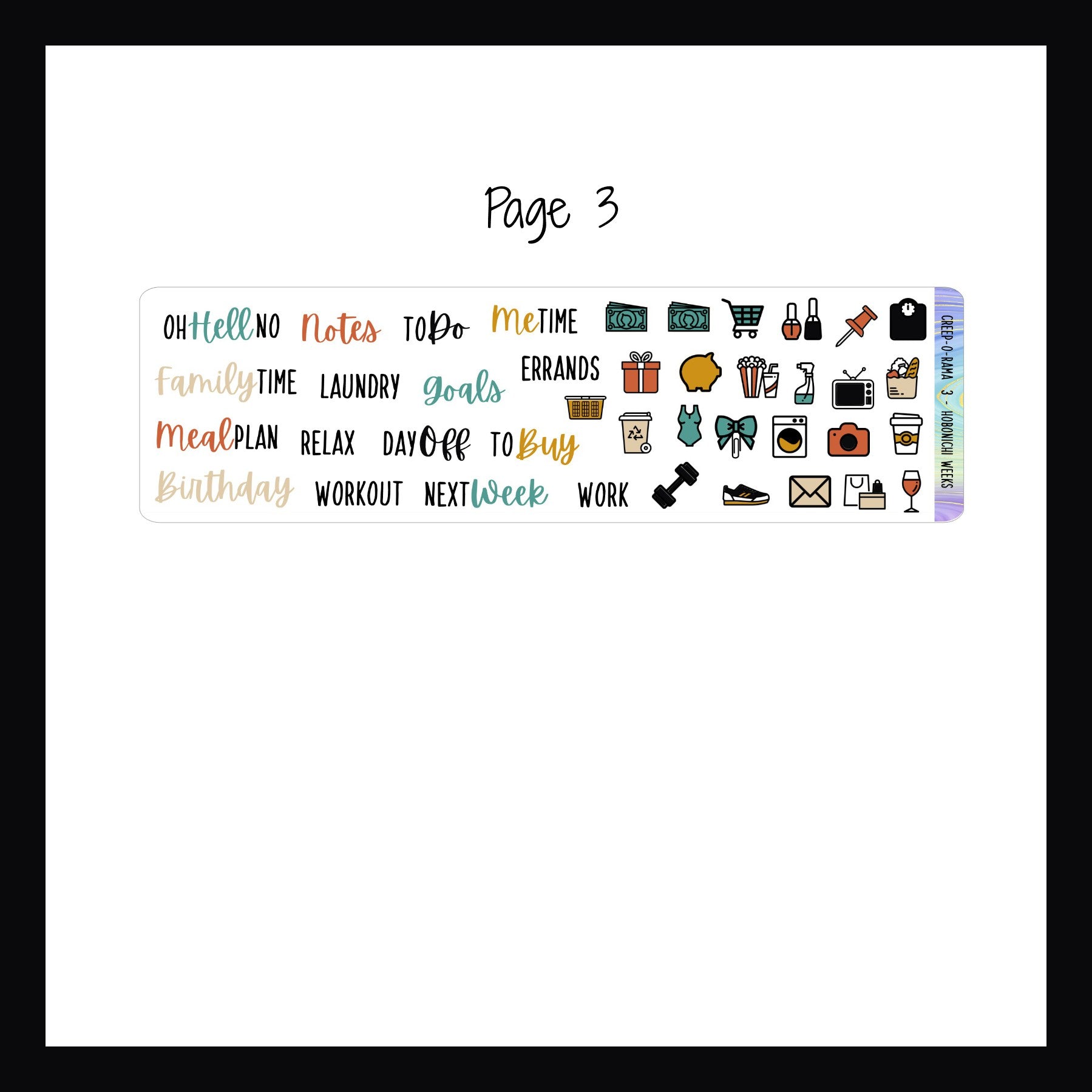 Creep-O-Rama Hobonichi Weeks Kit page 3 shown on a white background.