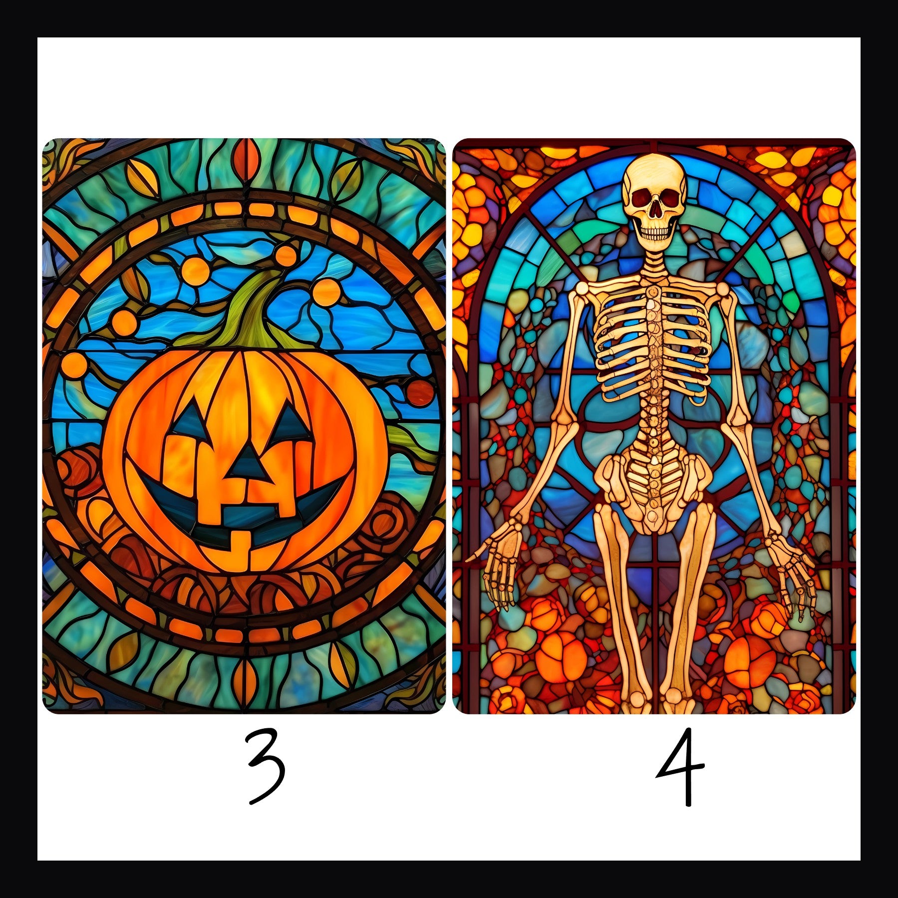 Stained Glass Halloween Kindle Inserts designs 3 and 4. 