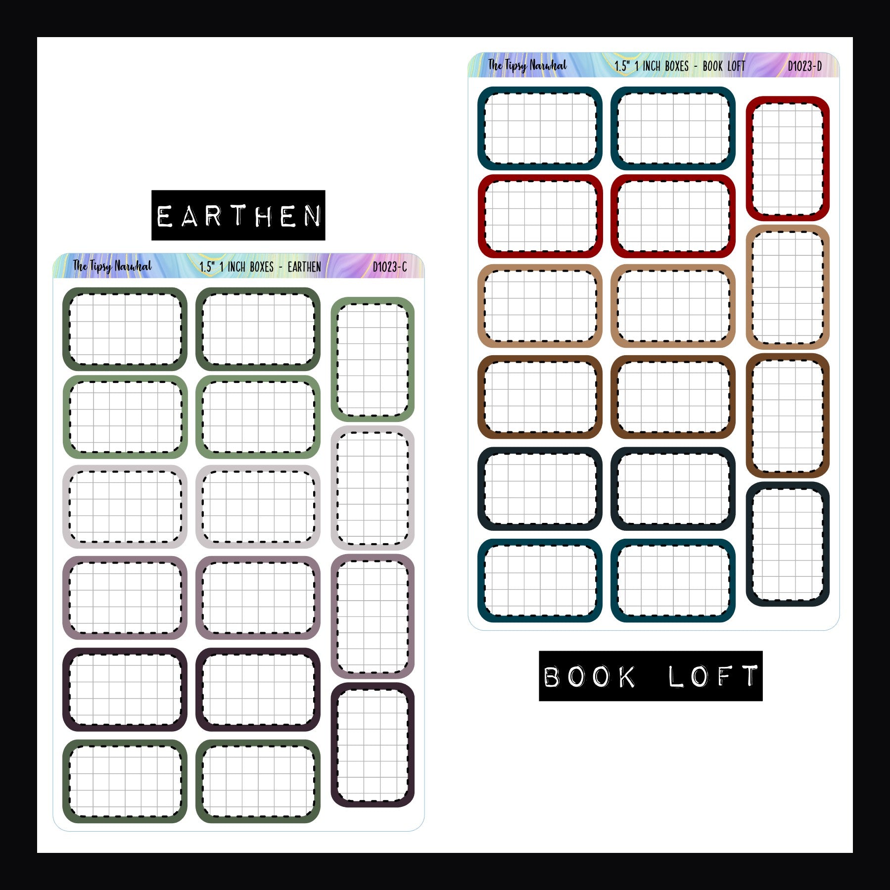 1.5 Inch Half Boxes - Functional Stickers