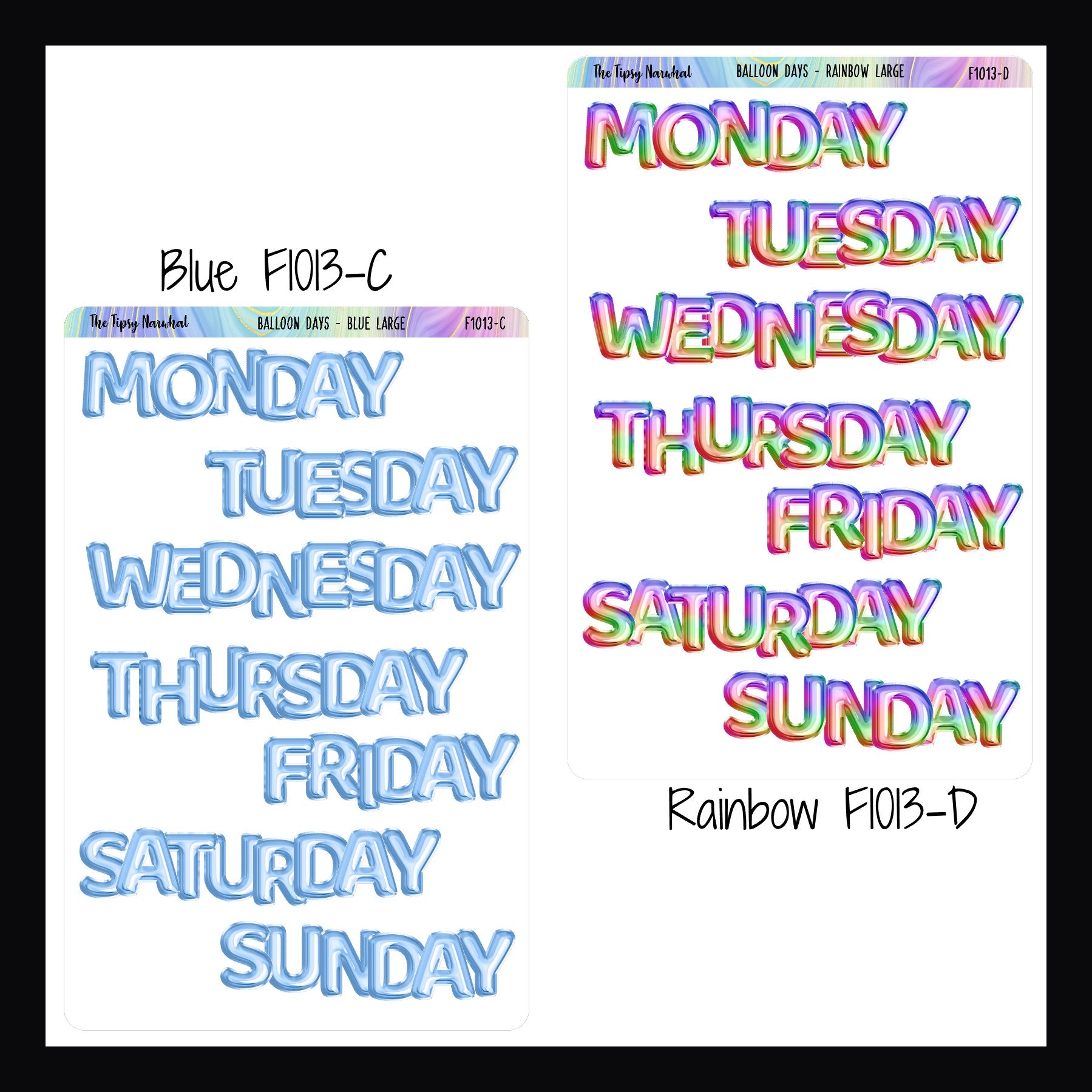 Large Daily Balloon Headers in Blue and Rainbow