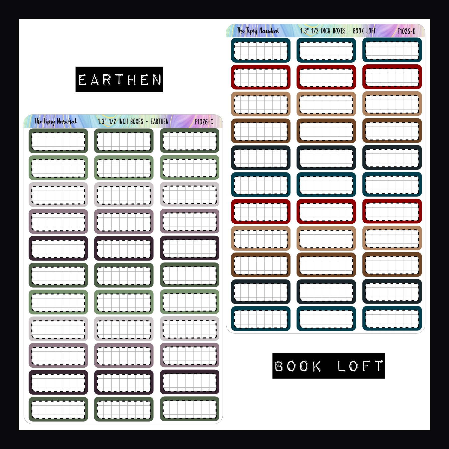 1.3 Inch Quarter Boxes - Functional Stickers