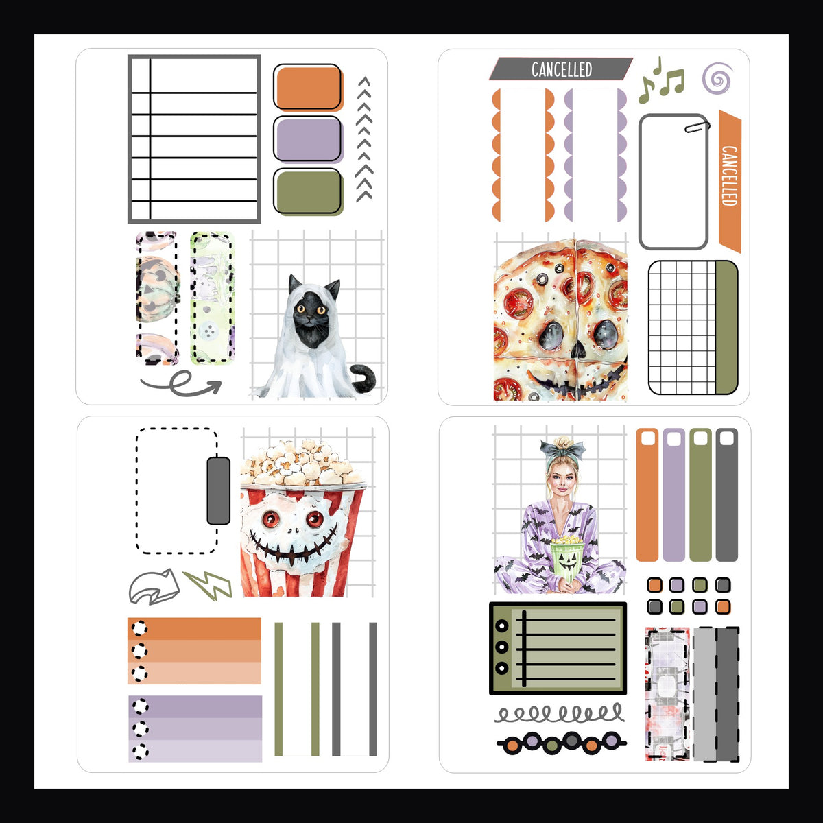 Spooky Night In Mini Sticker Book pages 8-12 shown on a white background.