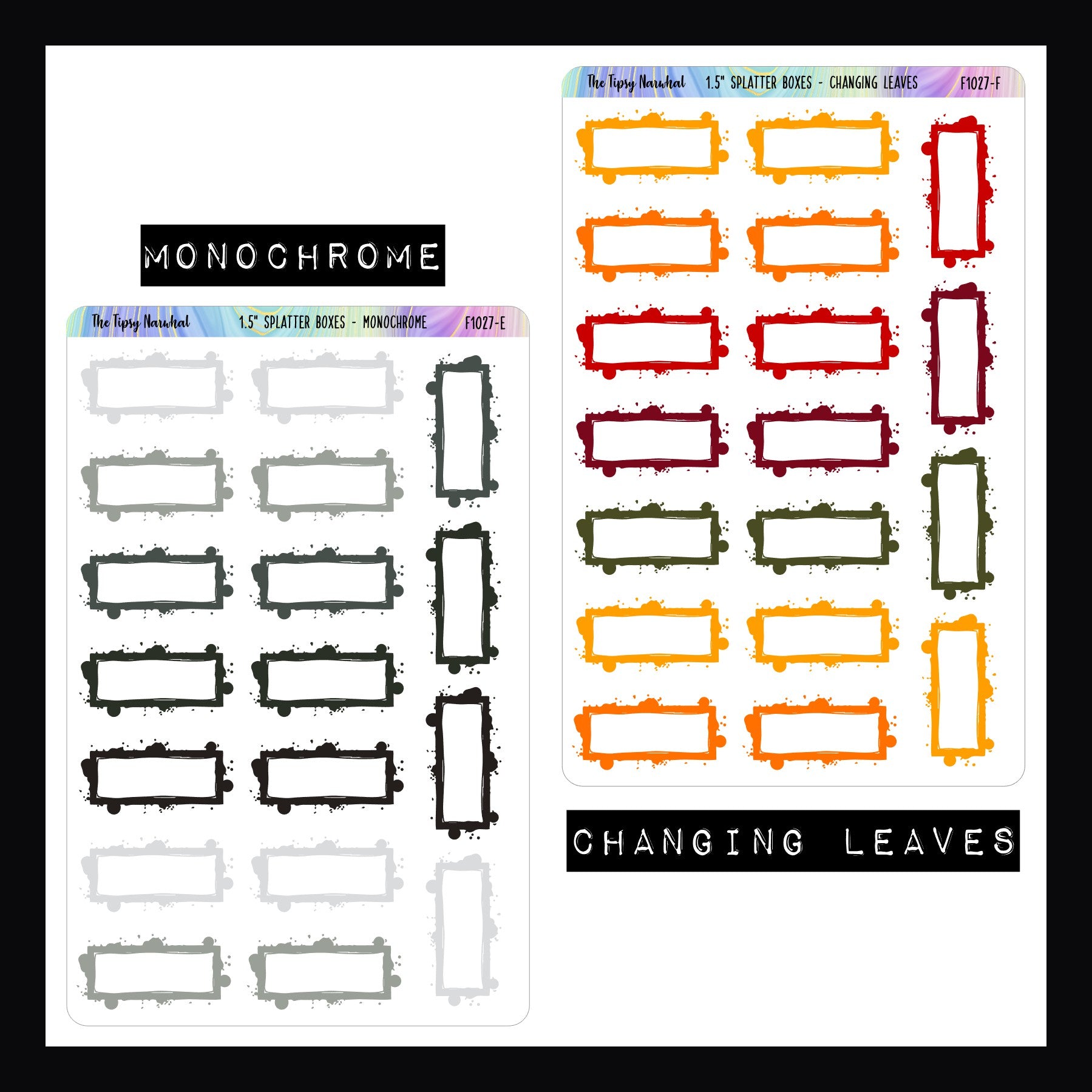 1.5 Inch Splatter Boxes - Functional Stickers