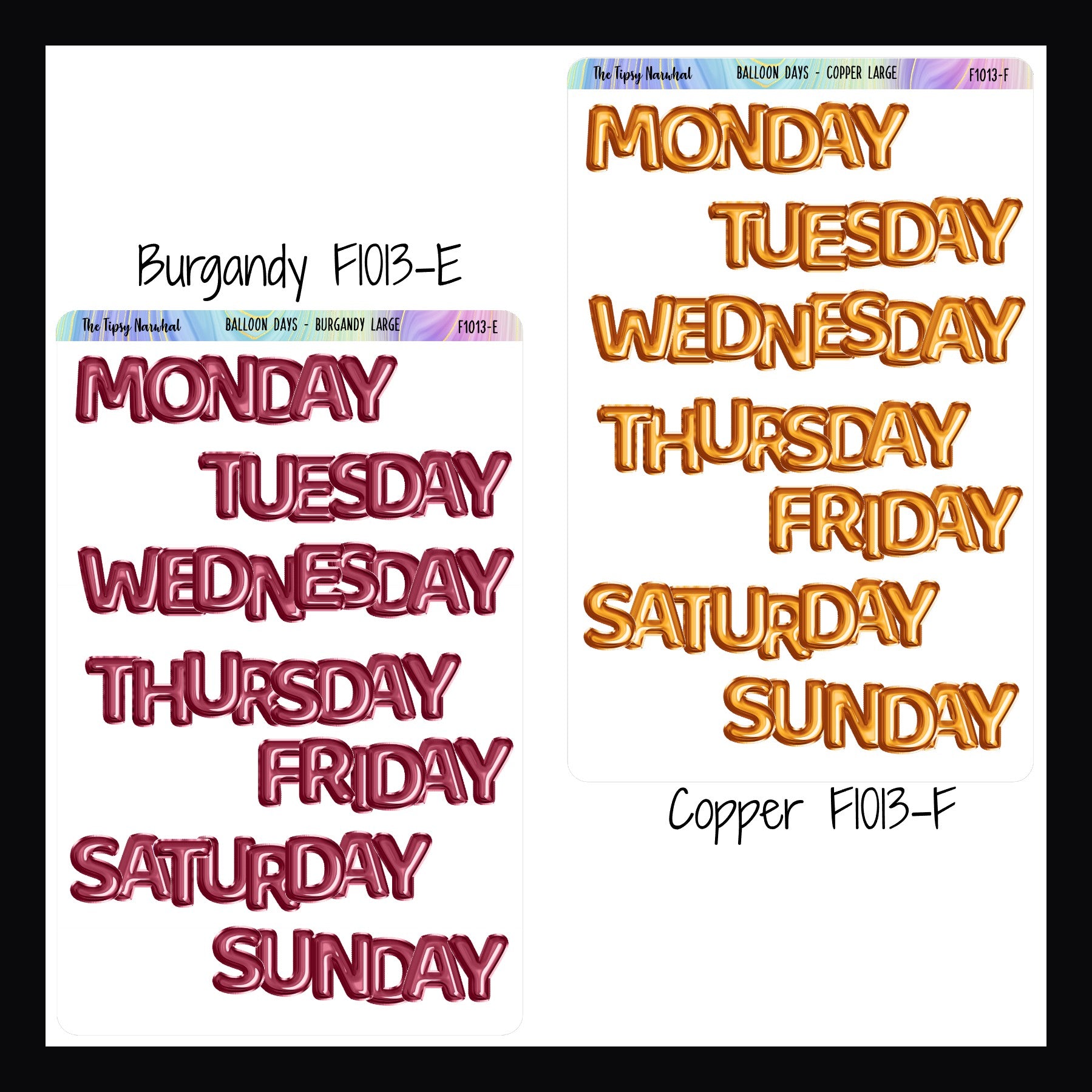 Large Daily Balloon Headers in Burgandy and Copper