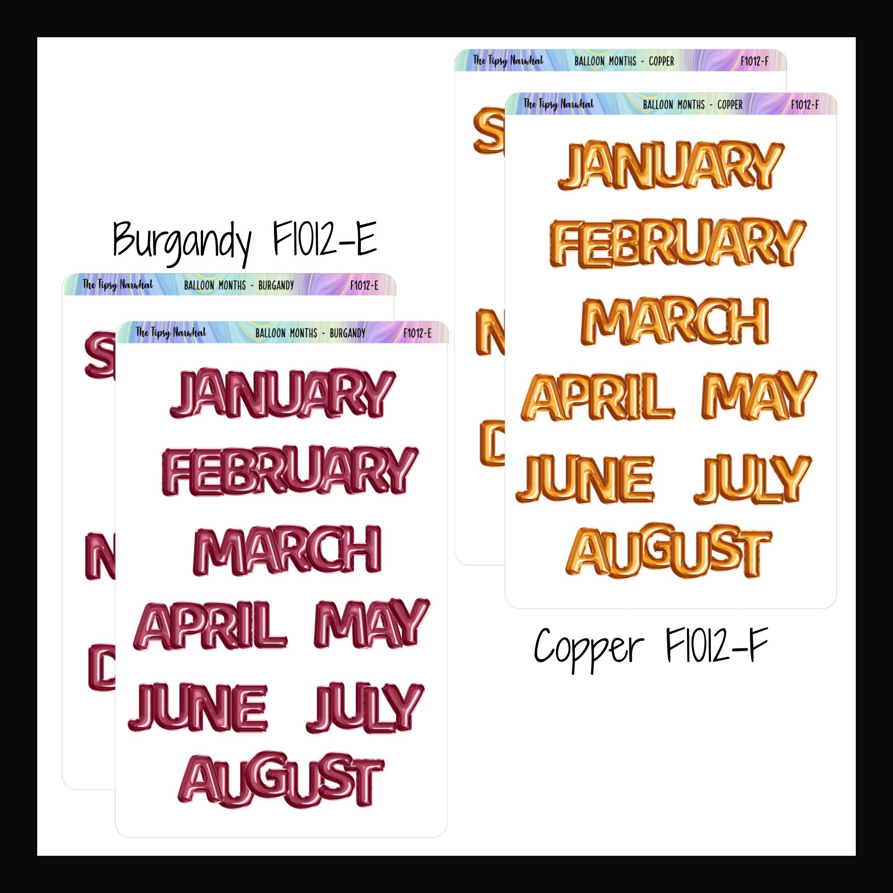 Large Monthly Balloon Headers in Burgundy and Copper