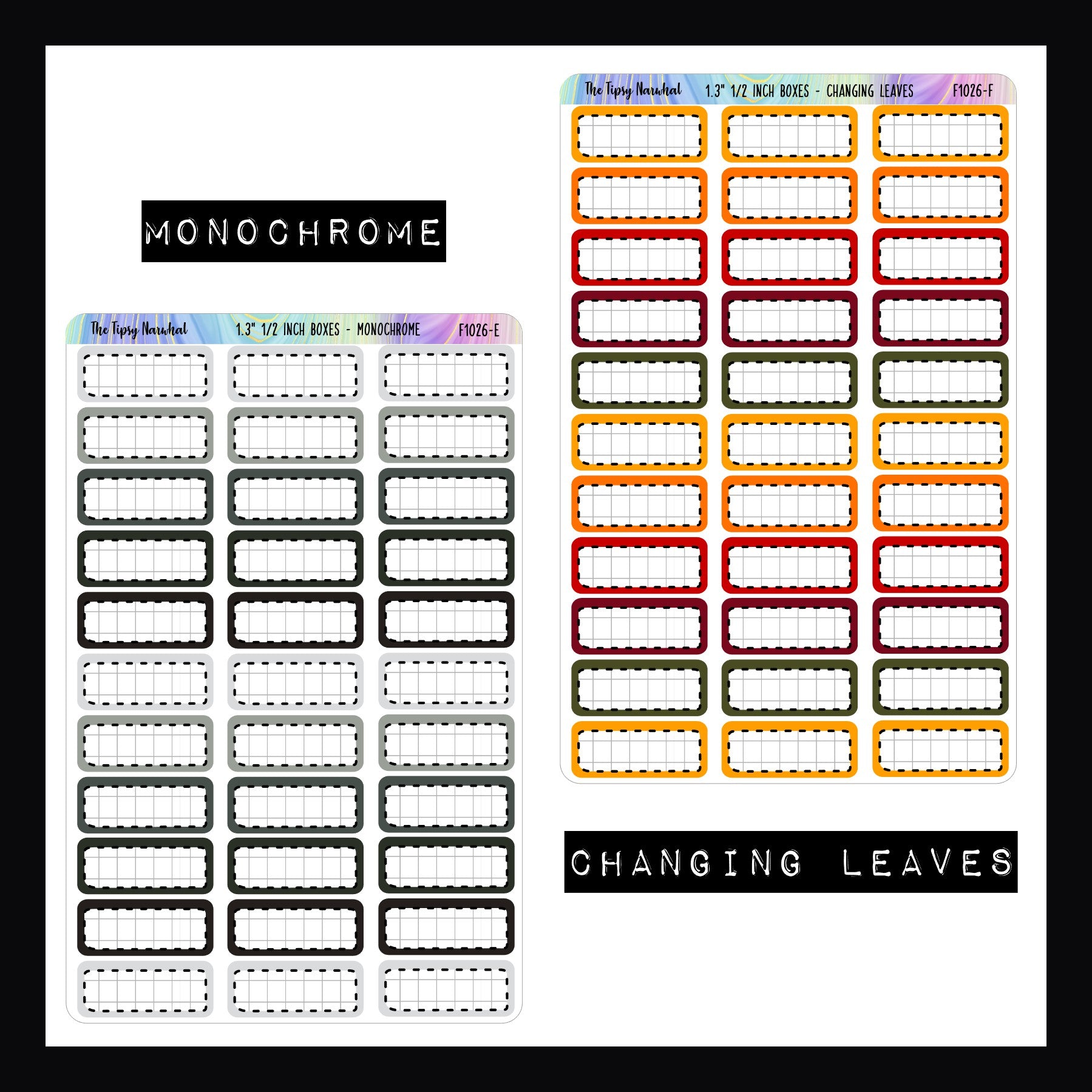 1.3 Inch Quarter Boxes - Functional Stickers