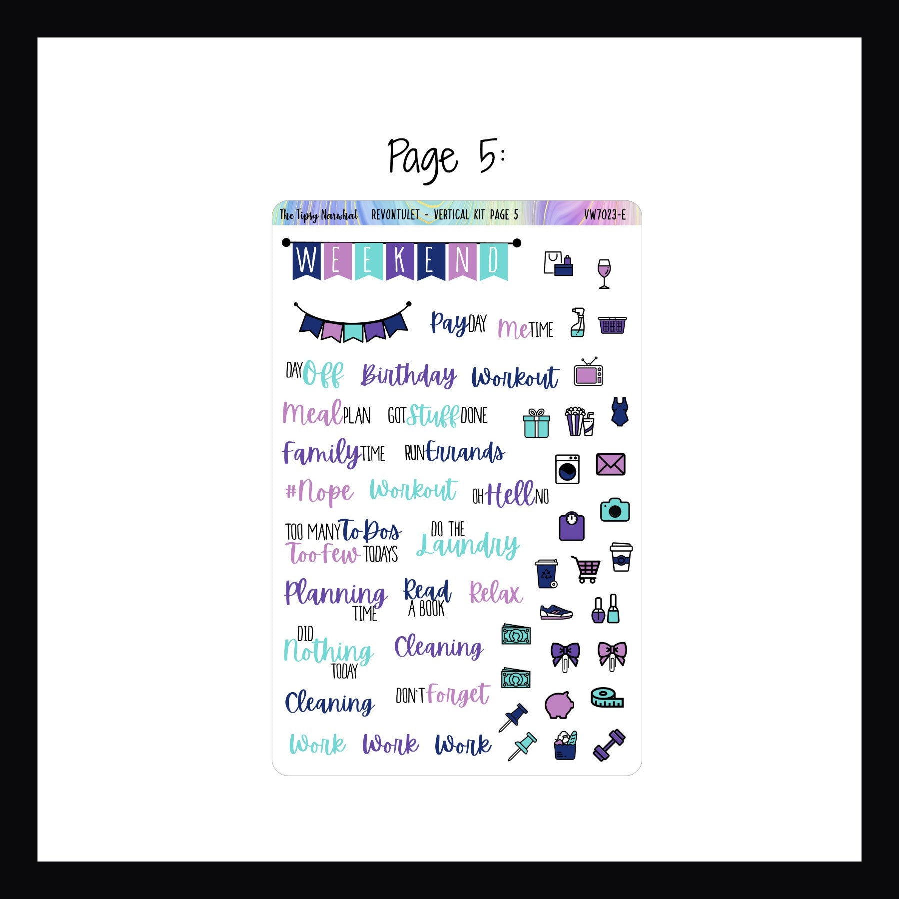 Revontulet Vertical Weekly kit page 5 shown on a white background.