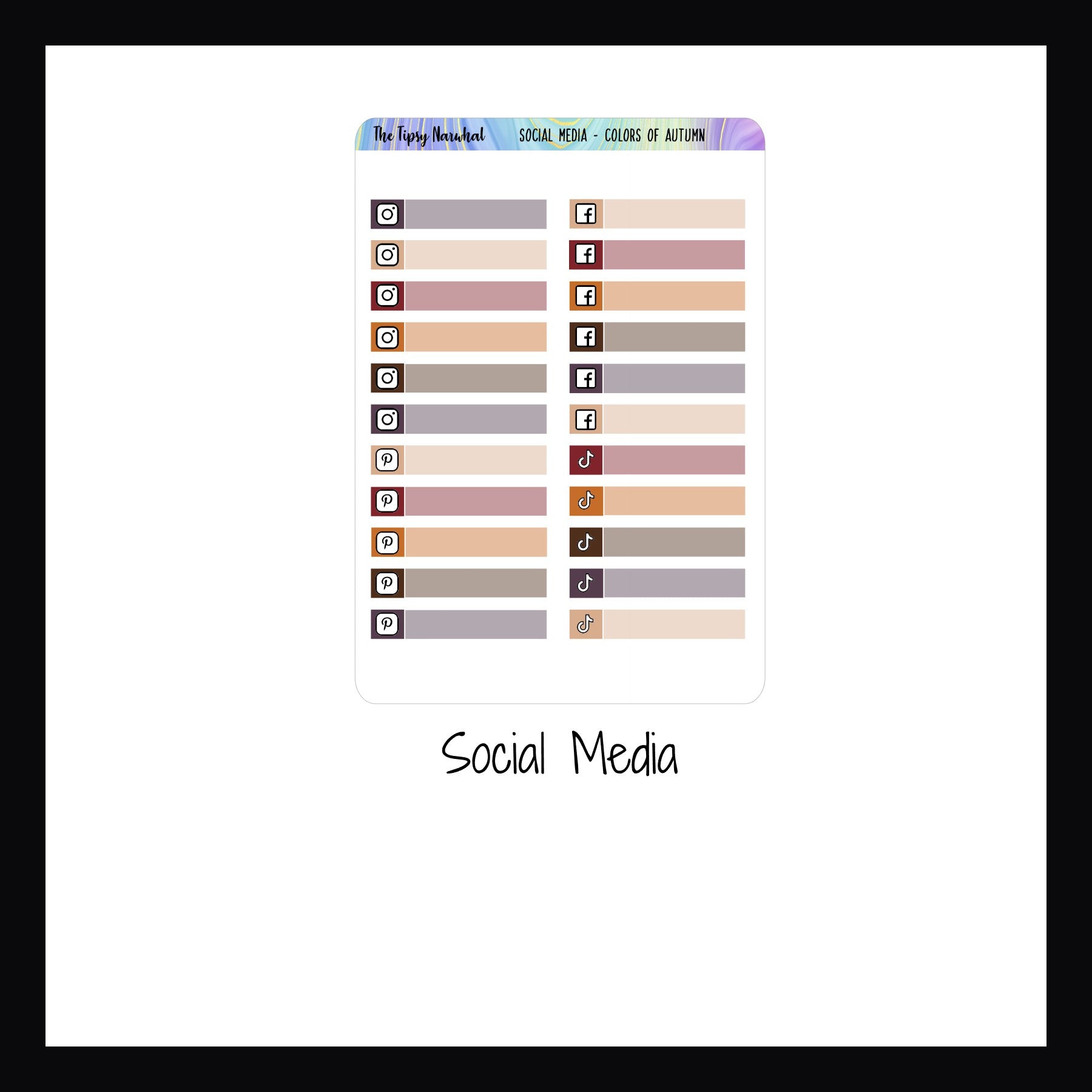 Colors of Autumn Kit Matching Functionals Social Media sticker sheet.