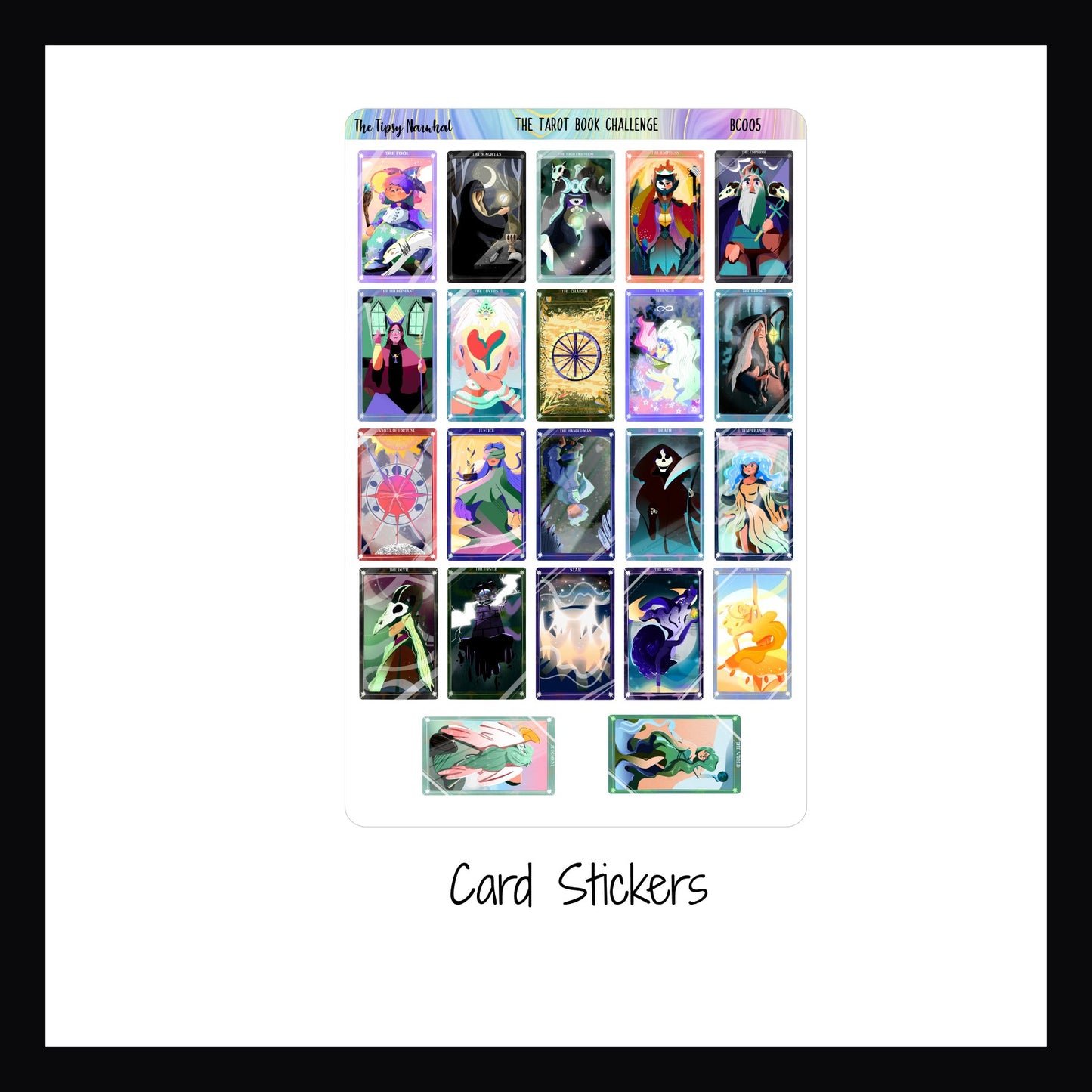 The Tarot Book Challenge page 7 features a bold, colorful stick for each of the 22 Major Arcana.  