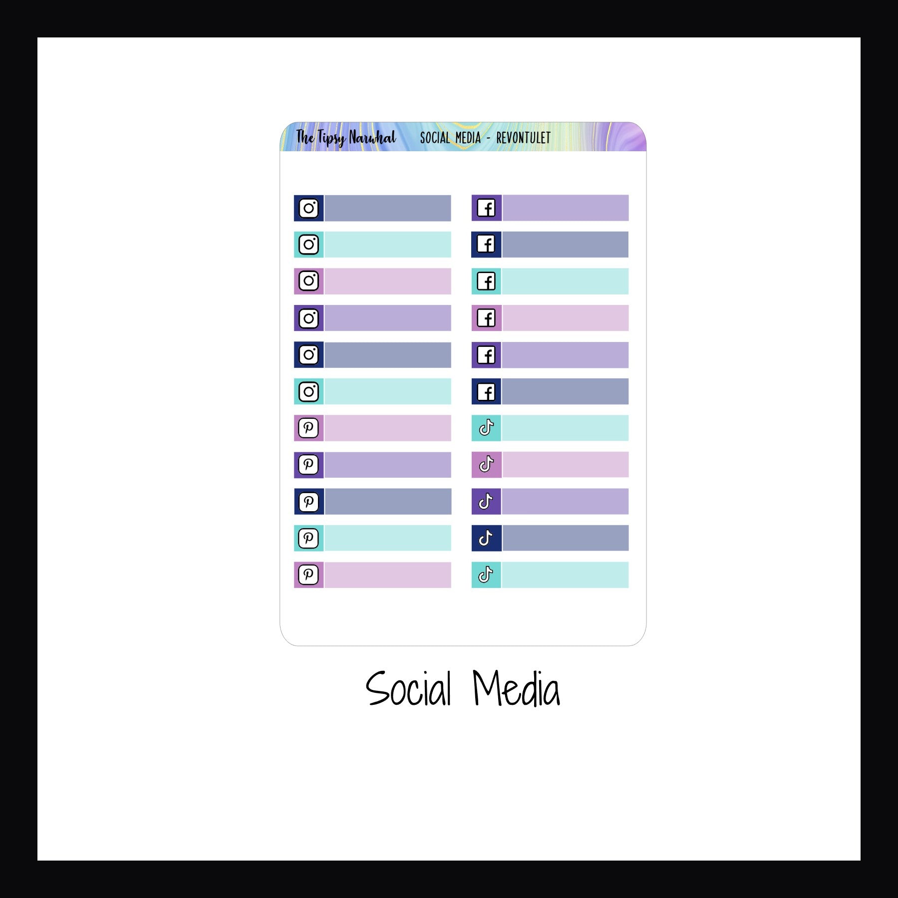 Revontulet Functional Addon Social Media sheet shown on a white background.