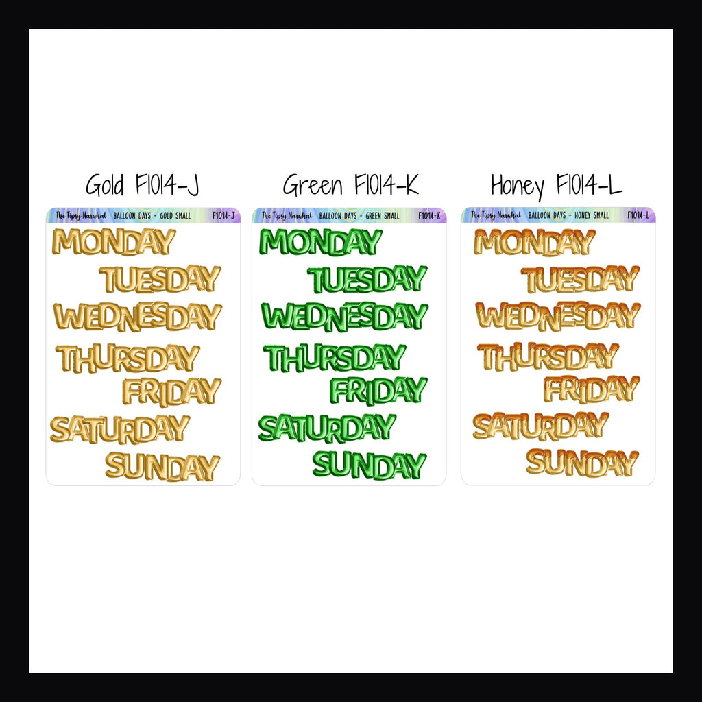 Small Daily Balloon Headers when in Gold, Green, and Honey.