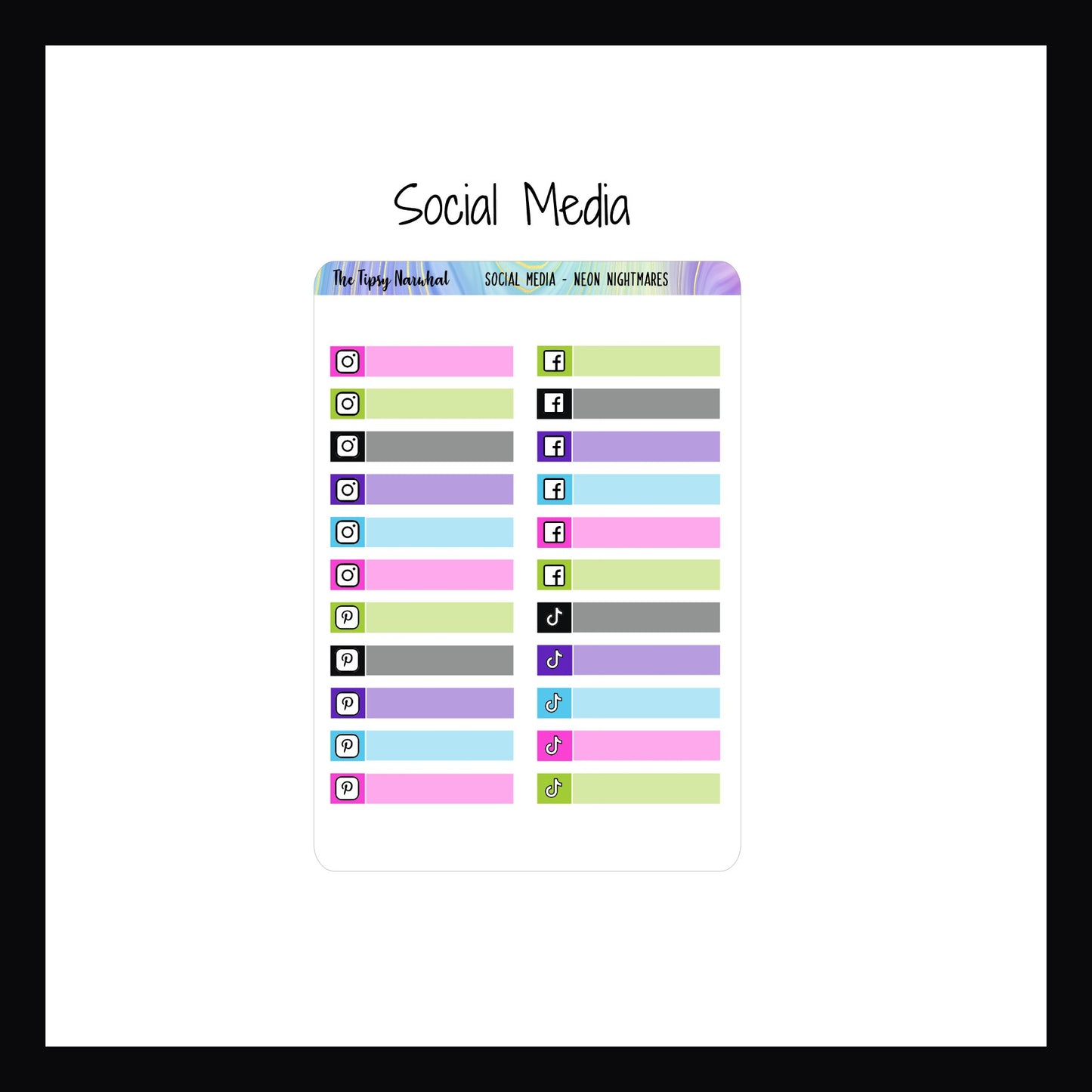 Neon Nightmares Kit Matching Functionals social media sticker sheet. 