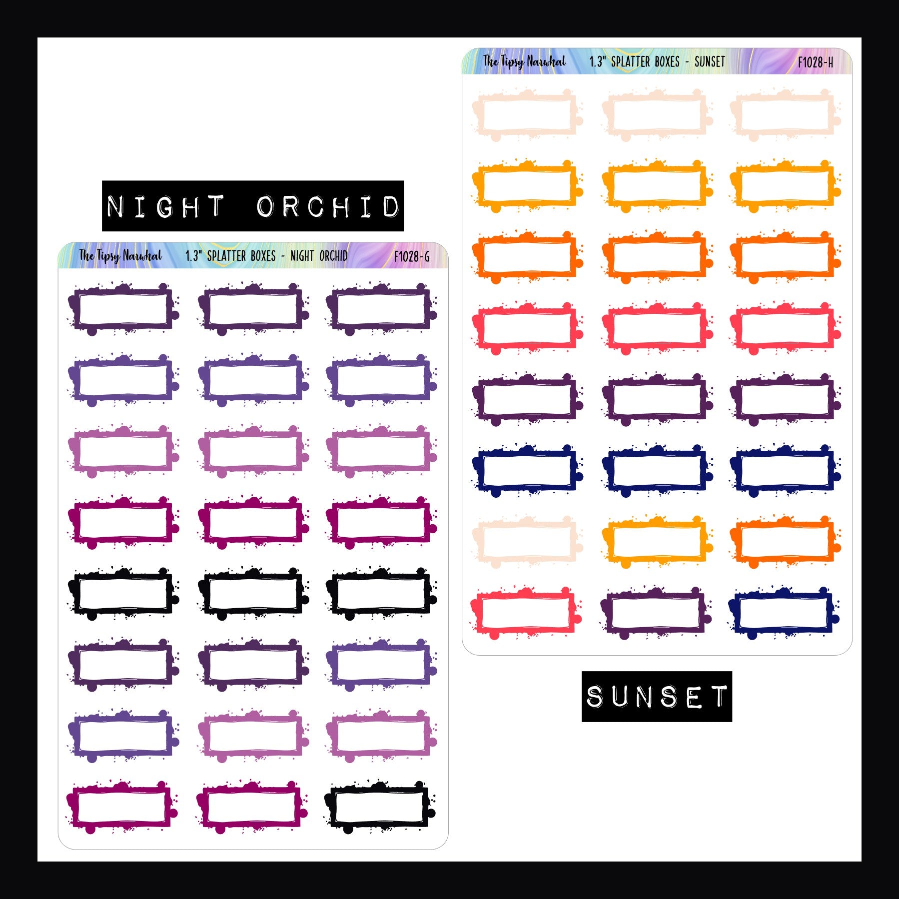 1.3 Inch Splatter Boxes - Functional Stickers