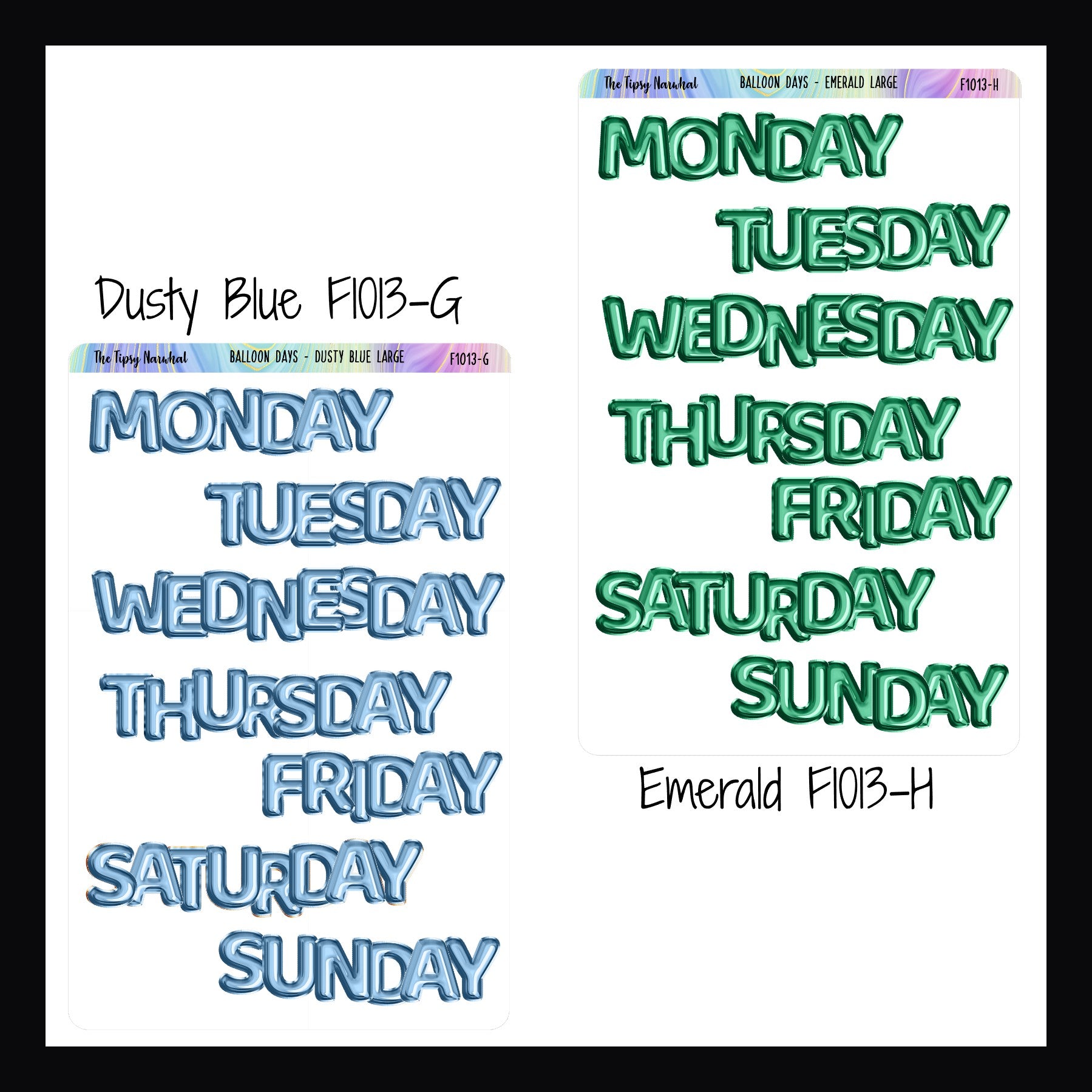 Large Daily Balloon Headers in Dusty Blue and Emerald