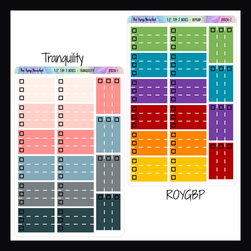 Functional Stickers - 1.5 inch Top 3 tranquility and ROYGBP variants shown