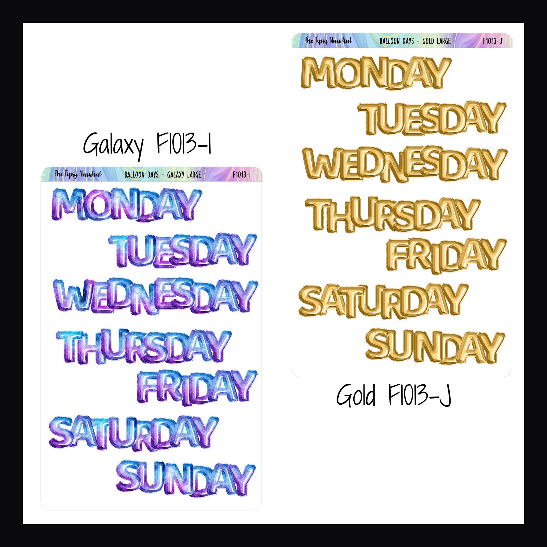 Large Daily Balloon Headers in Galaxy and Gold