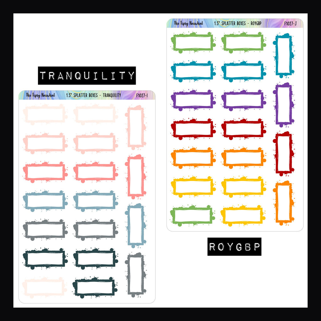 1.5 Inch Splatter Boxes - Functional Stickers