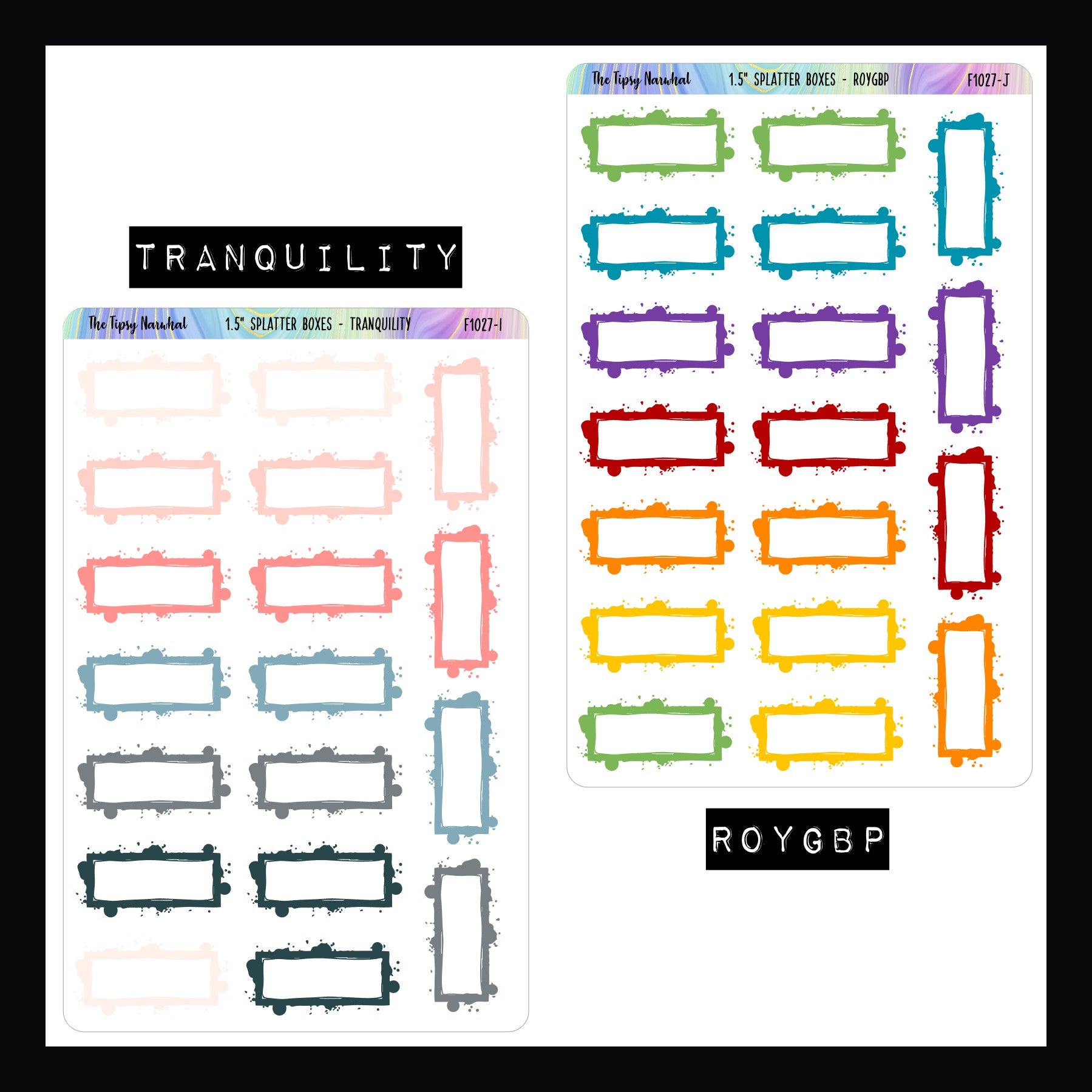 1.5 Inch Splatter Boxes - Functional Stickers