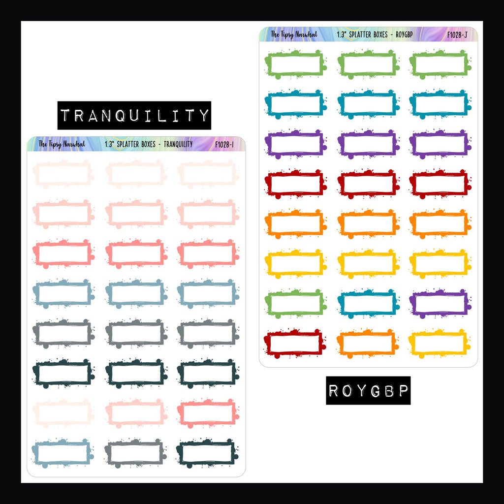 1.3 Inch Splatter Boxes - Functional Stickers