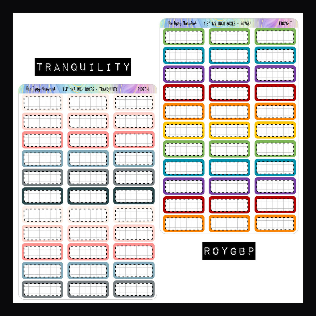 1.3 Inch Quarter Boxes - Functional Stickers
