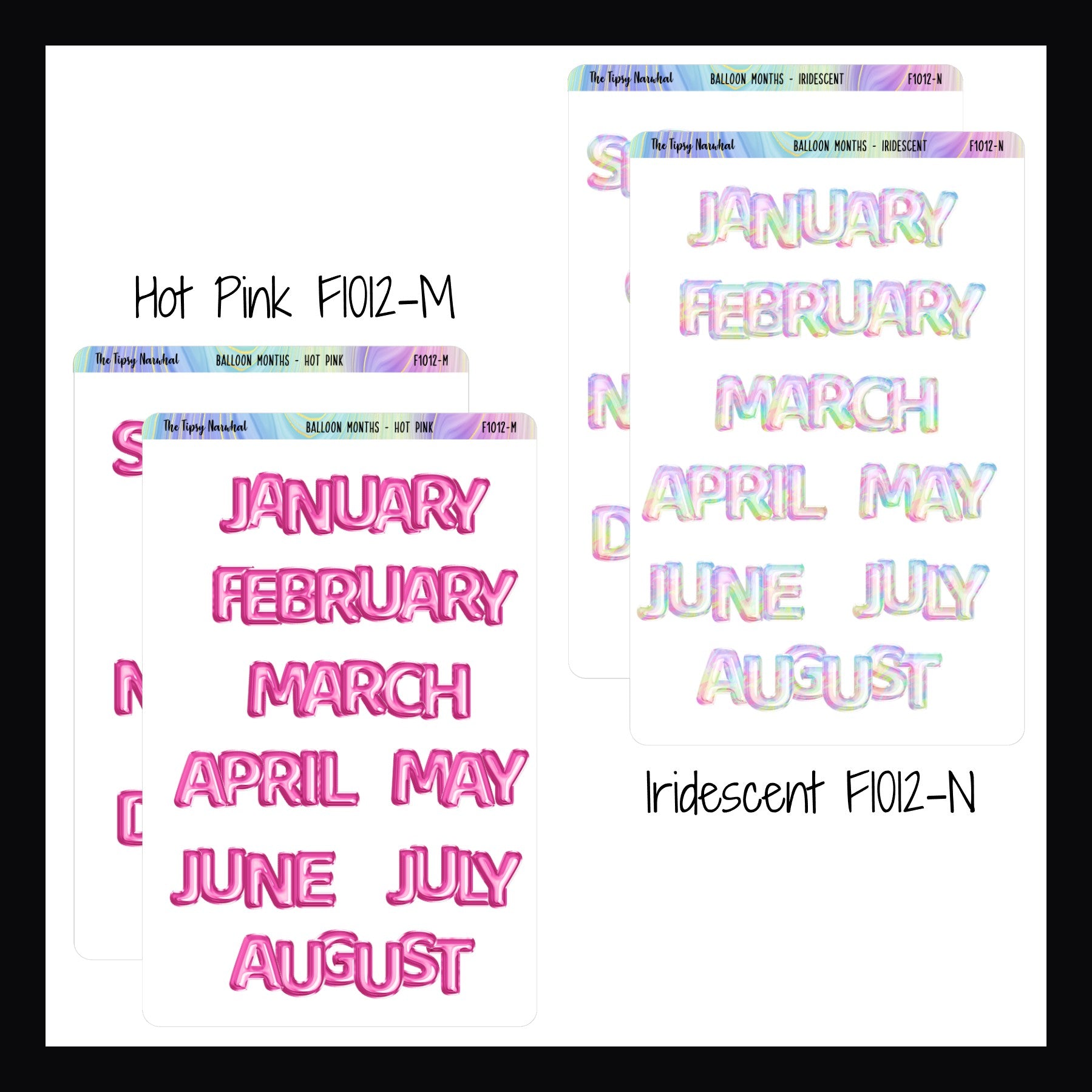 Large Monthly Balloon Headers in Hot Pink and Iridescent