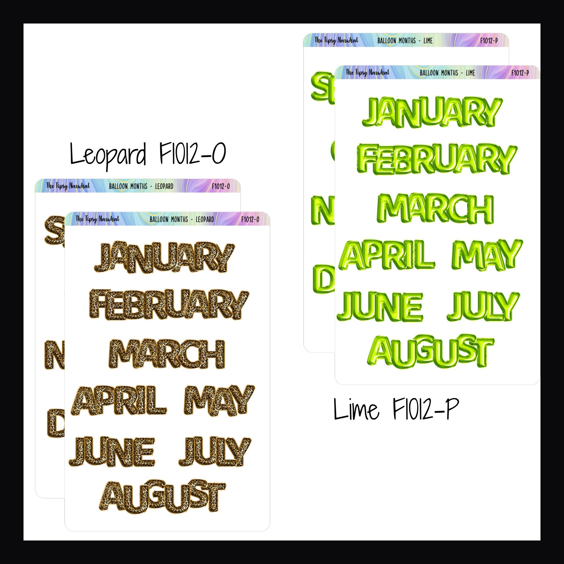 Large Monthly Balloon Headers in Leopard and Lime