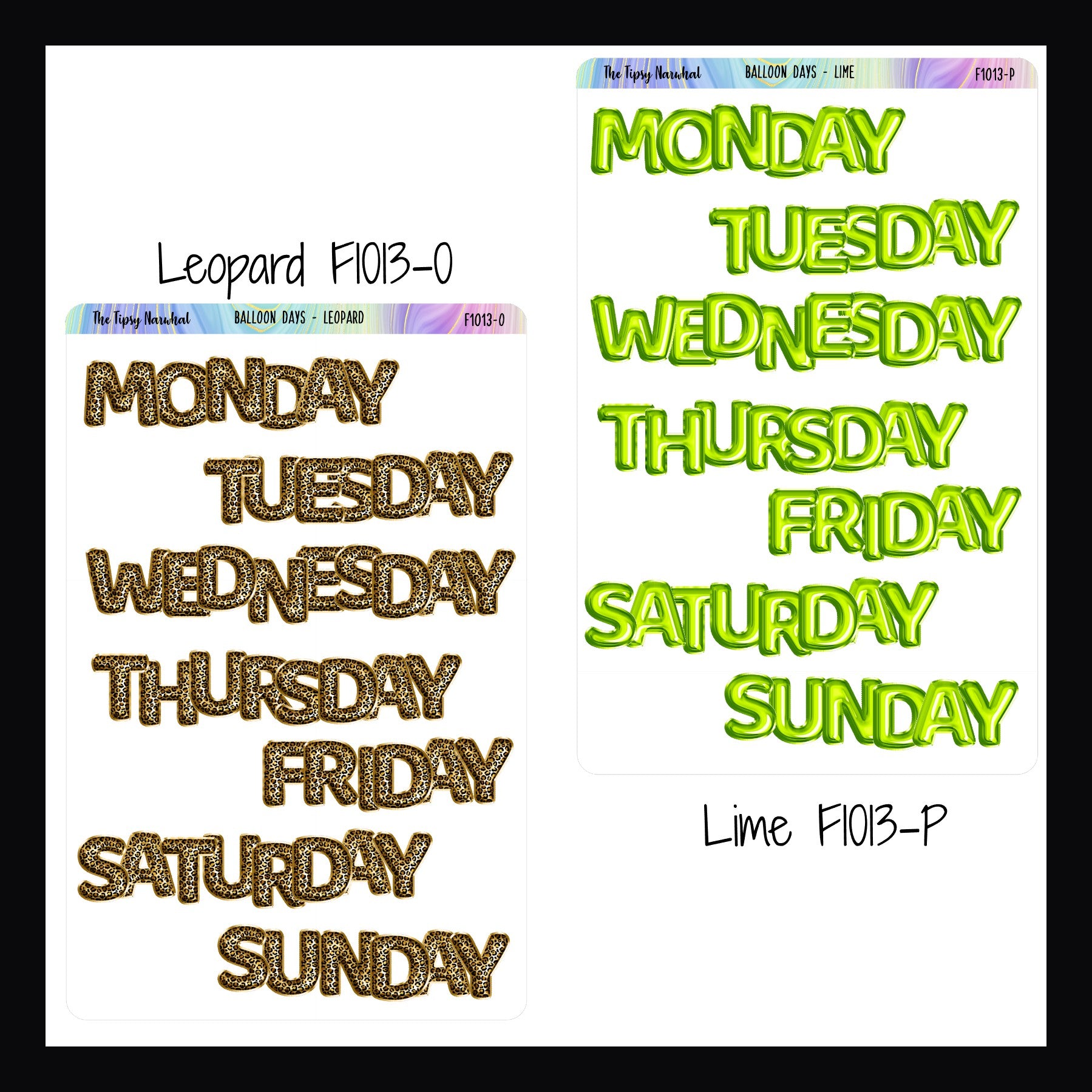 Large Daily Balloon Headers in Leopard and Lime