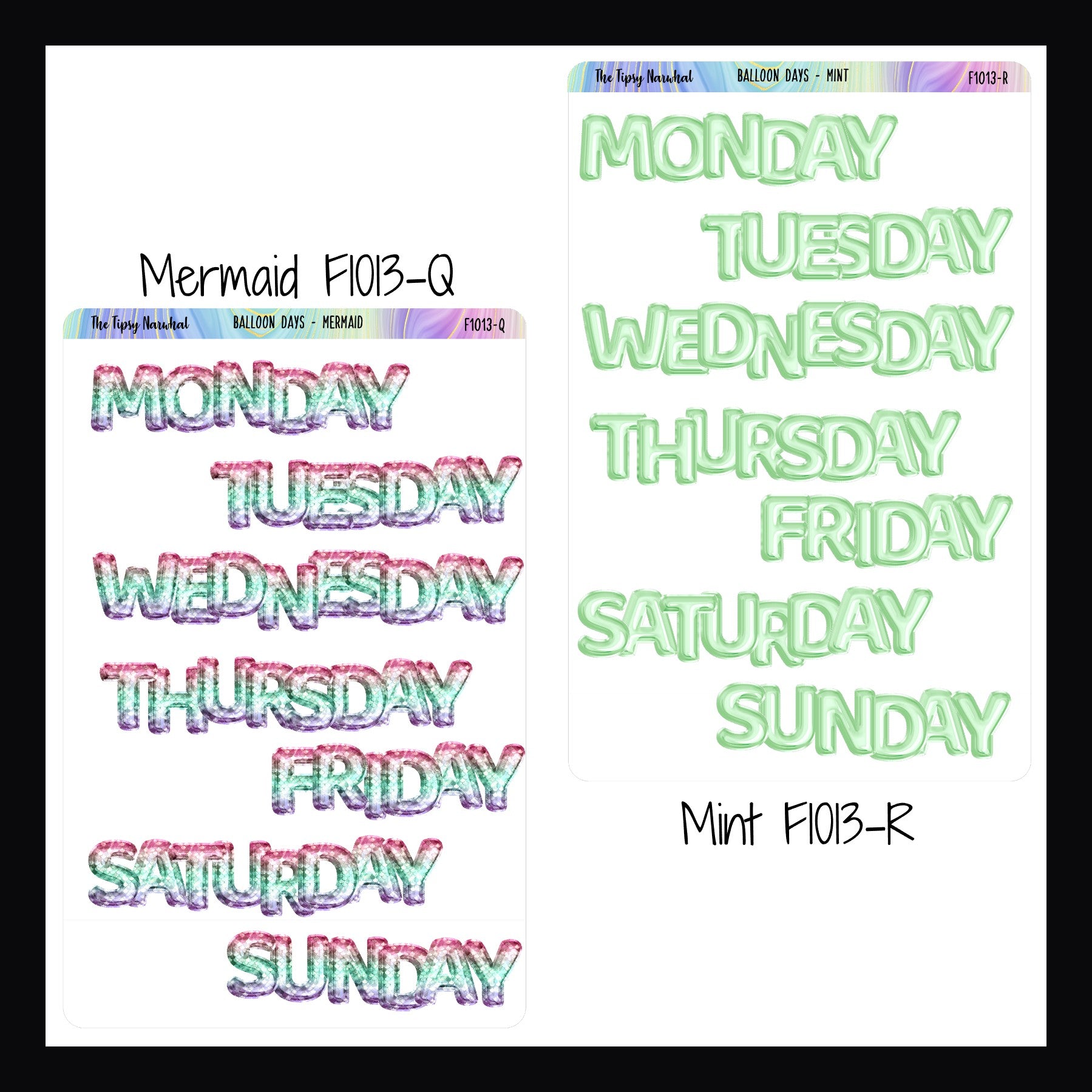 Large Daily Balloon Headers in Mermaid and Mint