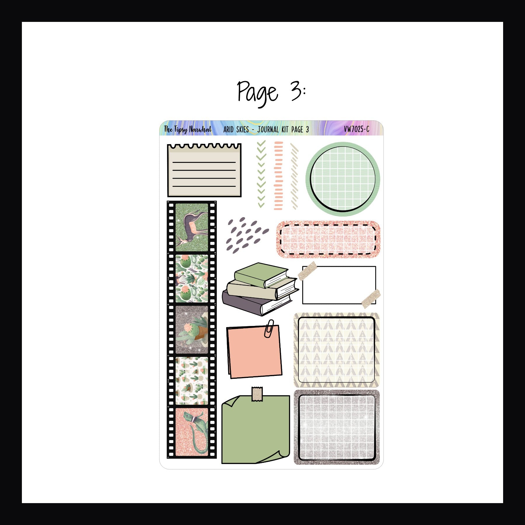 Collection of planner stickers on a white background