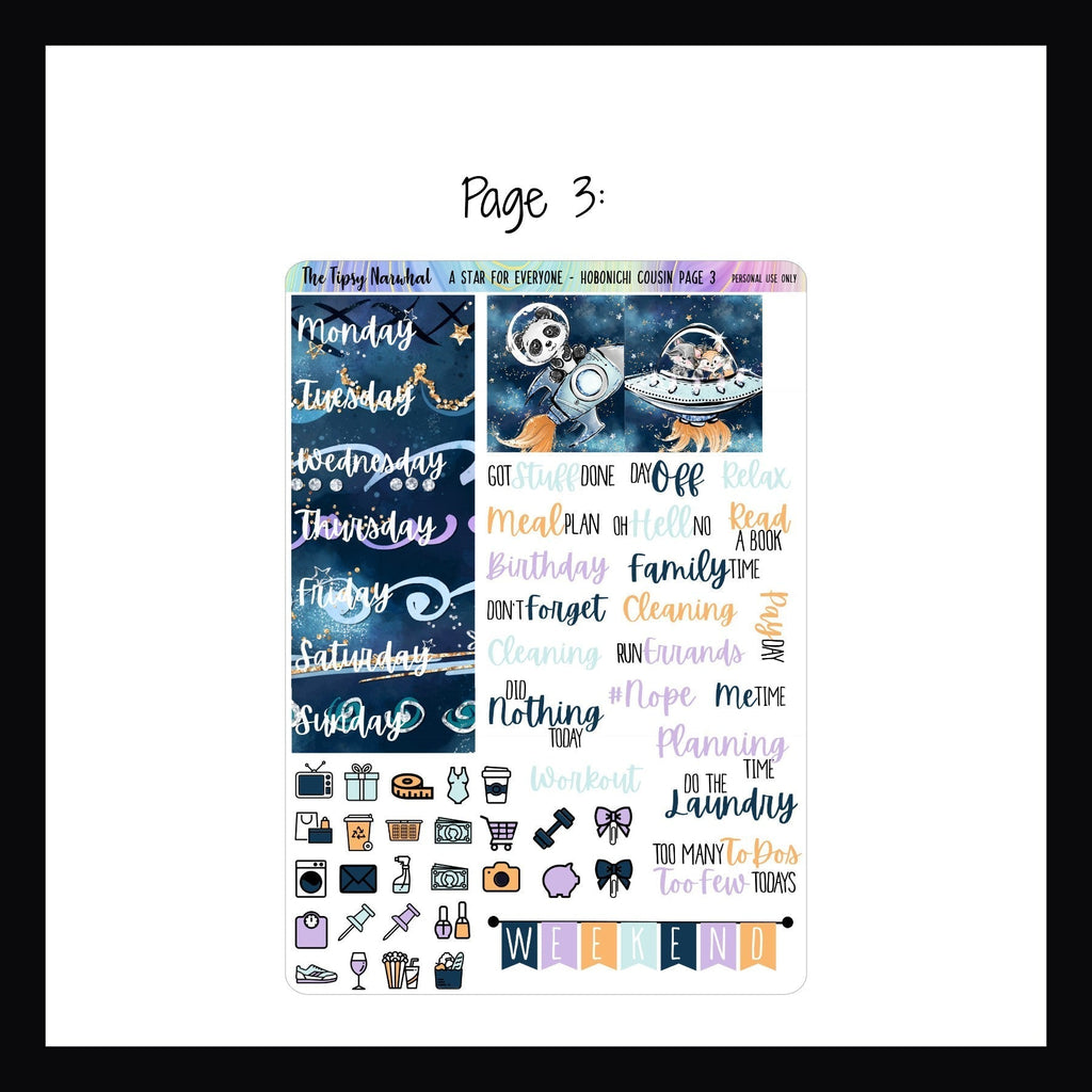 Hobonichi Cousin Kit - A Star For Everyone page 3 shown on a white background.