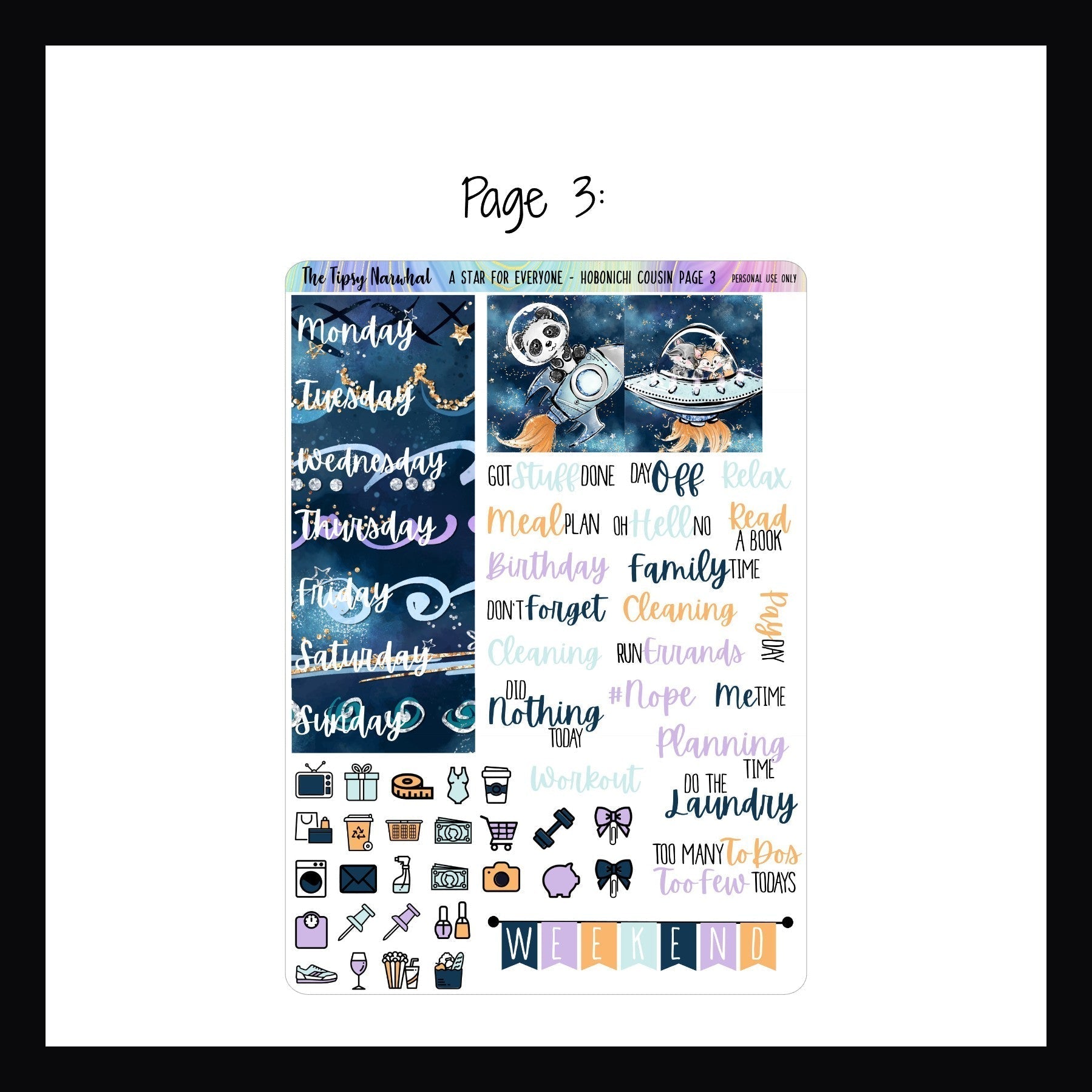 Hobonichi Cousin Kit - A Star For Everyone page 3 shown on a white background.