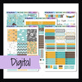 Digital Birds the Word Vertical Kit is a digital/printable version of the vertical kit by the same name. It is a 5 page sticker kit with a bird theme and a bright color palette of yellows, teals and browns. 