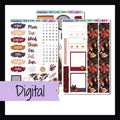Digital Colors of Autumn Journal Kit is a digital printable version of the sticker kit with the same name.  It is a three page sticker kit focused on decor.  It features a fall theme with a rich color palette of reds, oranges, plums, and cream.