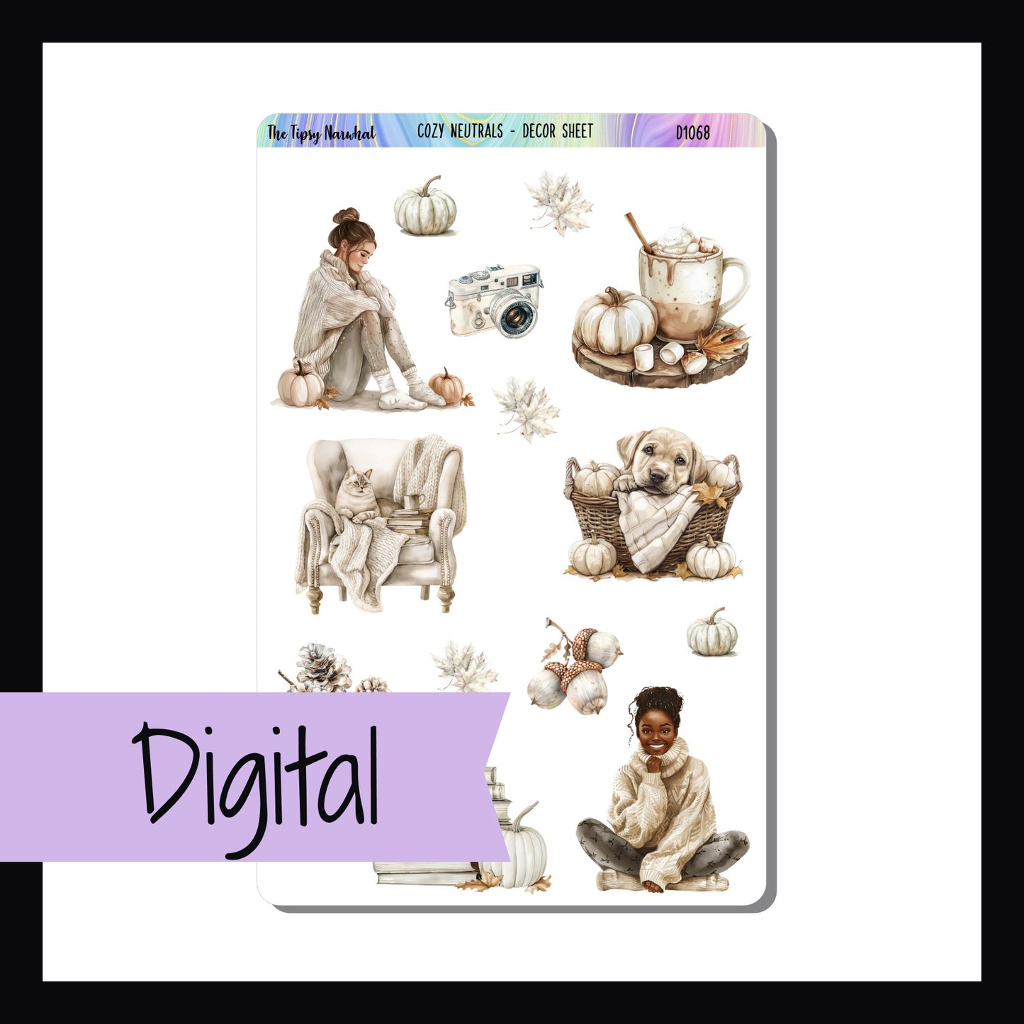 Digital Cozy Neutrals Decor Sheet