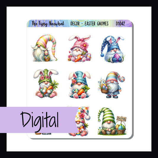 Digital Easter Gnomes Decor Sheet is a downloadable and printable version of the Easter Gnomes Decor Sheet.  Features 9 gnomes dressed and ready for Easter. 