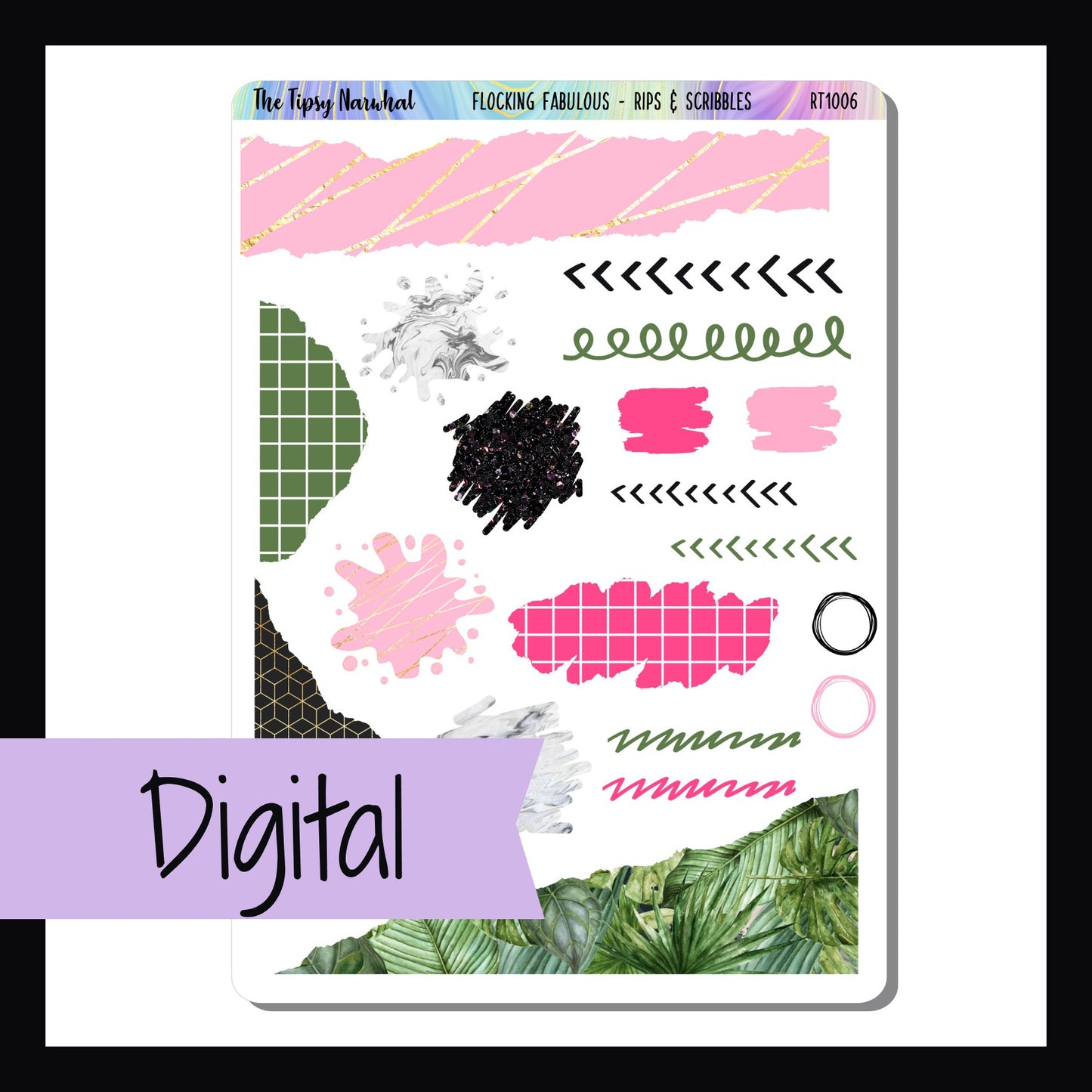 Digital Flocking Fabulous Rips & Scribbles Sheet