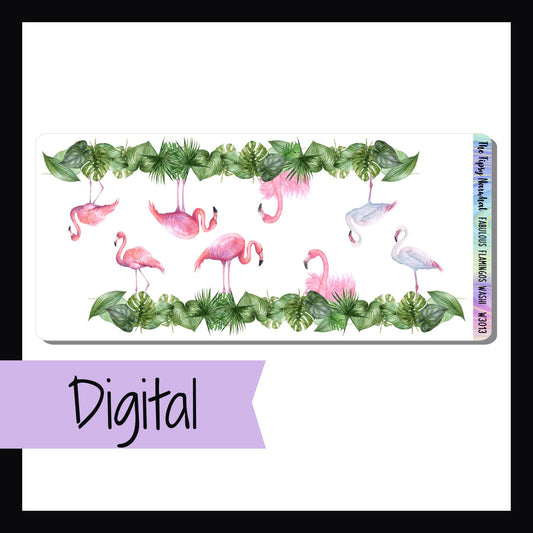 Digital Fabulous Flamingos Washi