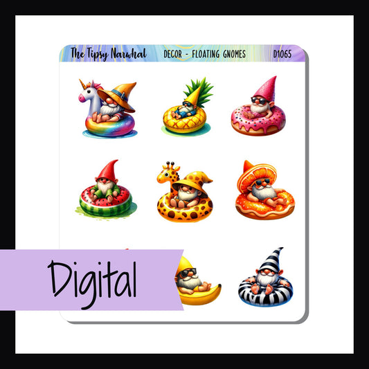 Digital Floating Gnomes Decor Sheet