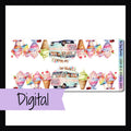 Digital I Scream For Ice Cream Washi is a digital/printable version of the sticker sheet with the same name.  Two strips of fancy cut washi feature a collection of fun ice cream and popsicle treats with a rainbow ice cream truck. Matches the Ice Cream Dreams weekly kits. 