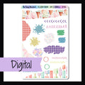 Digital Ice Cream Dreams Rips & Scribbles Sheet is a digital/printable version of the sticker sheet with the same name.  It is a full sized sticker sheet featuring various stickers with a splash, scribble, or torn appearance.  All coordinate with the Ice Cream Dreams weekly kits.
