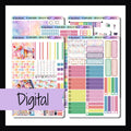 Digital Ice Cream Dreams Vertical Kit is the digital/printable version of the sticker kit with the same name.  It is a 5 page kit designed to best fit 7x9 vertical planners.  It features a fun ice cream theme and is done in a pastel rainbow color palette. 