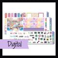 Digital Ice Cream Dreams Hobonichi Weeks is a digital/printable version of the sticker kit with the same name.  It is a 3 page sticker kit designed to best fit the Hobonichi Weeks and other similarly sized planners.  It features an ice cream theme and a pastel rainbow color palette. 