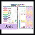 Digital Ice Cream Dreams Journal Kit is a digital/printable version of the sticker kit with the same name.  It's a 3 page sticker kit focused on decorative elements that can be used in journal or diary style planning. It features a fun ice cream theme and a pastel rainbow color palette. 