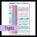 Digital Leaving on a Jet Plane Washi sheet is a digital/printable version of the sticker sheet with the same name.  It features 14 strips of various sized washi stickers and coordinates with the Leaving on a Jet Plane weekly kits. 