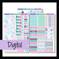 Digital Leaving on a Jet Plane Hobonichi Cousin Kit is the digital/printable version of the sticker kit with the same name.  This 3 page kit is designed to work well in Hobonichi Cousin planners and other similarly sized planners.  It features a travel theme and a color palette of pink, purple, blue, and mint. 