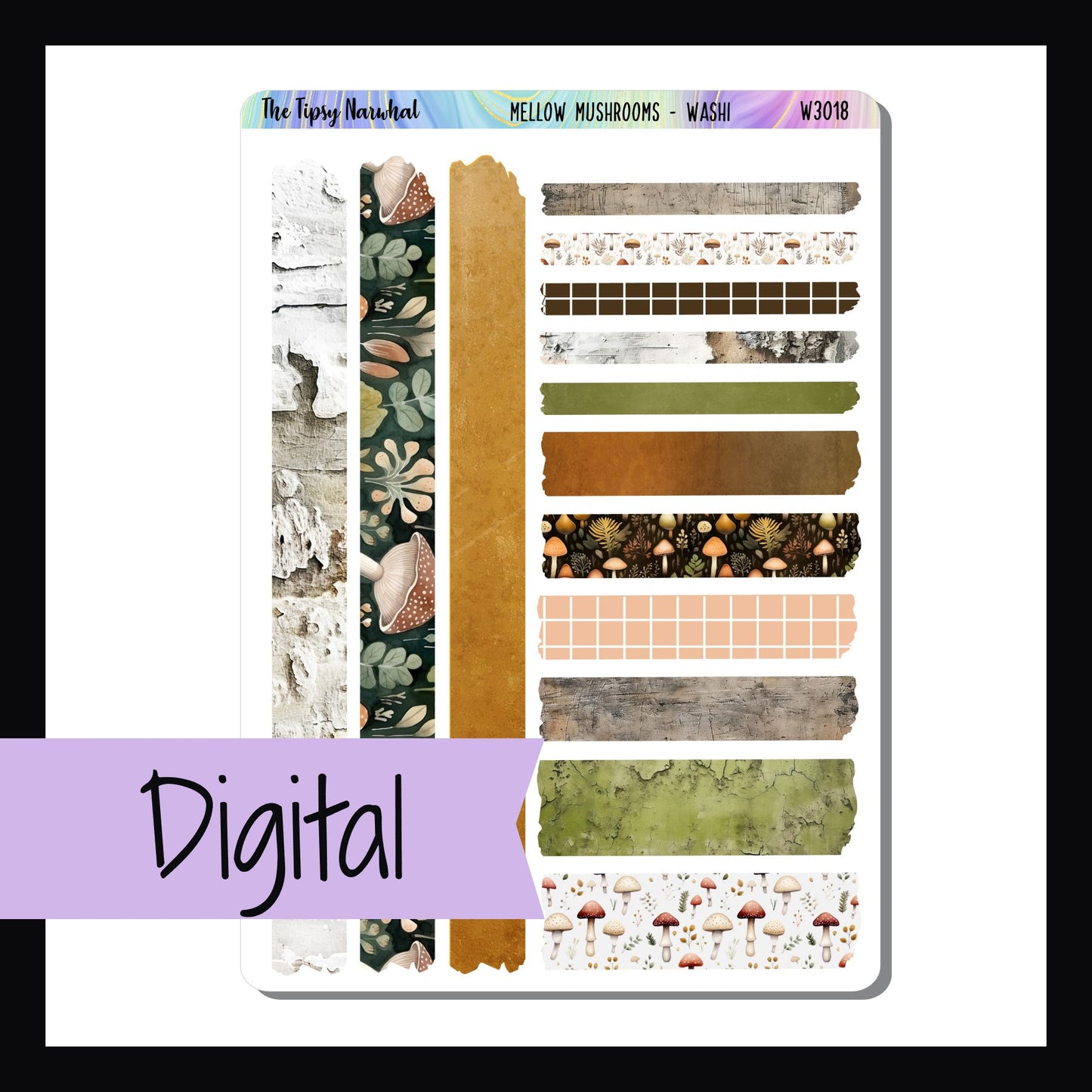 Digital Mellow Mushrooms Washi Sheet