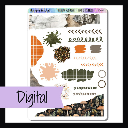 Digital Mellow Mushroom Rips & Scribbles Sheet