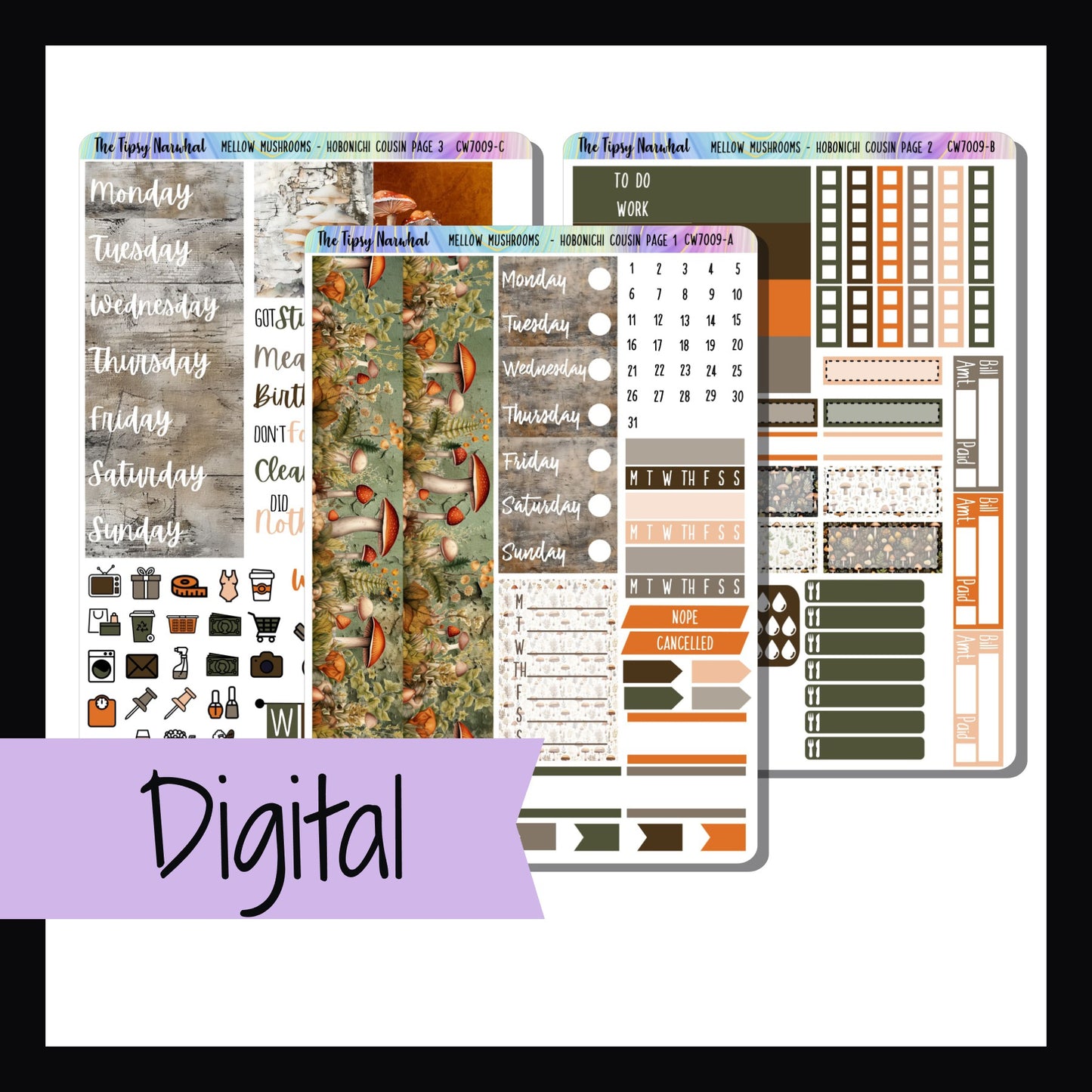 Digital Mellow Mushrooms Hobonichi Cousin Kit